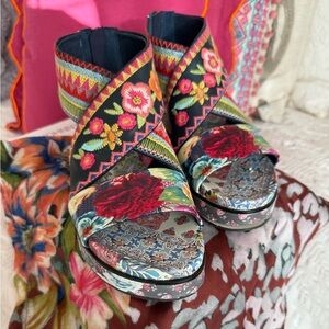 Johnny Was Multicolor Floral Women's Sandals